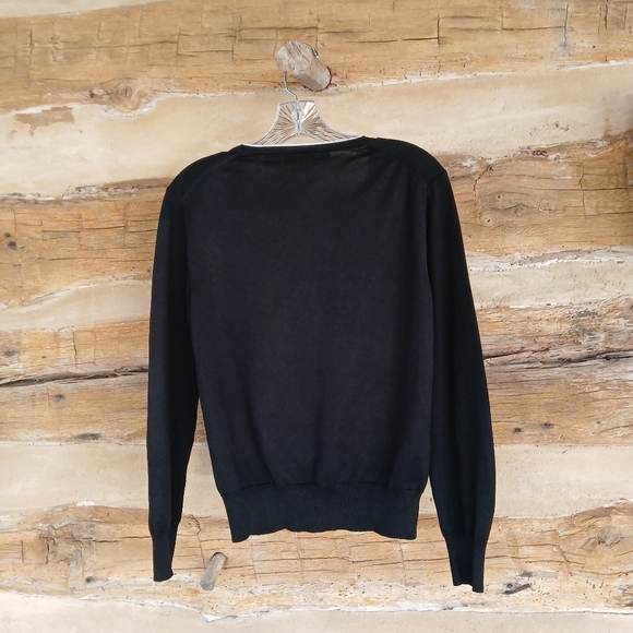 Bella Colori Black & White V Neck Silk & Cotton Cardigan Medium - Picture 5 of 9